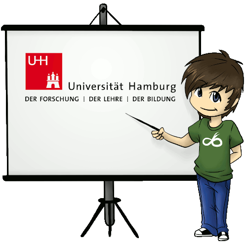Illustration of Julian Fietkau and the Universität Hamburg logo